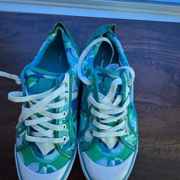 Coach Teal and Lime Sneakers - Picture 3 of 9